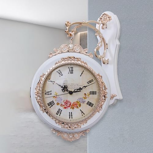 Horloge murale double face artistique blanche à deux rotatifs - 6