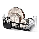 Anika Kitchen Dish Drainer & Drying Rack/Removable Drip Tray & Cutlery Holder/Large Capacity for Kitchen Counter in Black 69049