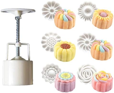 Graysky Cookie Stamp, 50g Round Moon Cake Mooncake Mold Mould Baking Pastry Tools with 6 Stamps