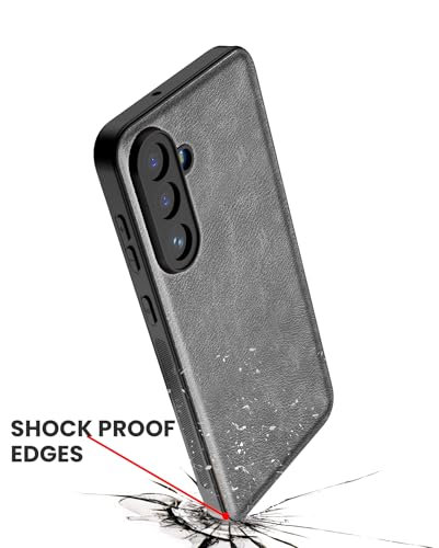Image of Kapa Tux Leather Back Cover for Samsung Galaxy M56 | Slim Shockproof Camera Protection Bumper Case (Grey)