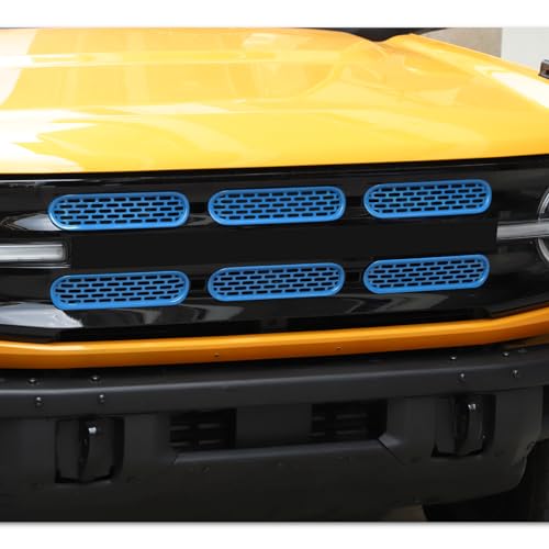 Image of Front Grill Mesh Grille Inserts Cover Frame Trims Kit 6Pcs Fit for Ford Bronco 2021-2024 2 /4 Door Exterior Accessories (Light Blue