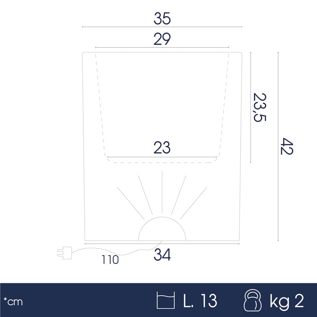Danieli Lampada Vaso Luminoso da Giardino ROSE a LED | In resina anti-ingiallimento | Luce bianco freddo 5000 k| Led IP67 | Made in Italy | Trasformatore IP20 da 1,1 mt | cm 32X42| kg 2