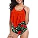 Produktbild TOPKEAL Badeanzug Damen Neckholder Bademode Push up Tankini Bandeau mit Bikini Triangle (X-Large,Rot)
