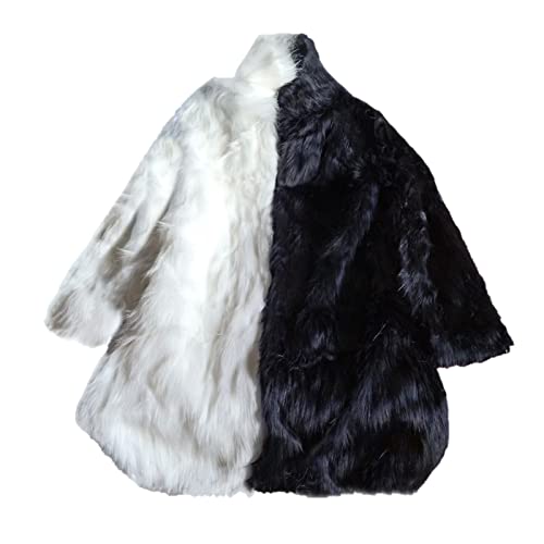 Colf Men's Thick Warm Long Sleeve Faux Fur Coat Jacket Outwear Winter Parka Overcoat (White Black,3X-Large) #TOP25