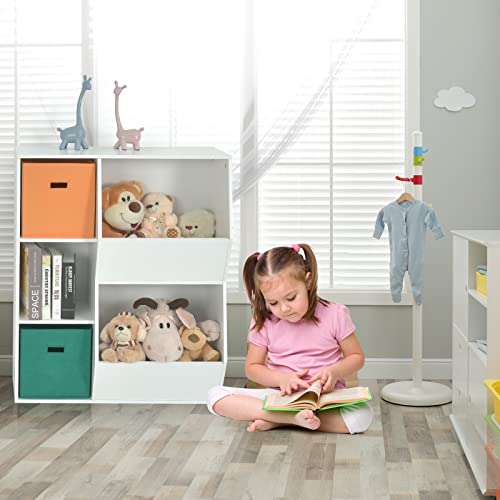 Costzon 5 Cubbies Kids Toy Storage Organizer With Bookcase, Children Bookshelf And Toy Storage Bins For Toddlers, Wooden Storage Cabinet For Play Room Living Room Nursery Daycare (White) #TOP5
