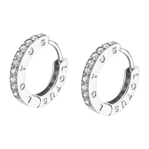 LOTUS SILVER Aros de Plata Mujer LP1887-4/1 - Pendientes Mujer Plata de ley 925 con Circonita Cúbica - Ligeros, Cómodos y Resistentes - Cierre Seguro Congo - Hoops - Argollas de Plata