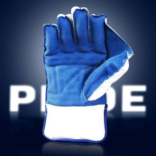 Image of Heega Pride Synthetic Leather, Rubber College Cricket Wicket Keeping Gloves | Padded Palm, Finger Protection Suitable for Professional Players and Practice Use (Youth)