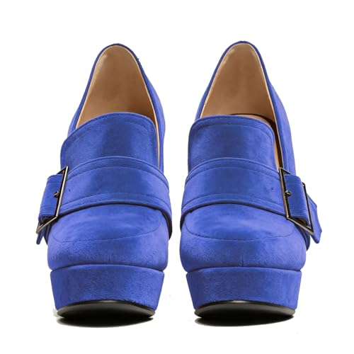 Image of SHODENSE Women Vintage Chunky Platform Loafers Pumps Tassel Round Closed Toe Slip On Suede Block High Heel Dress Loafer Shoes Buckle Strap Oxford Loafers Fringe Pump Dressy Chic Sexy Y2k 4-11 M US