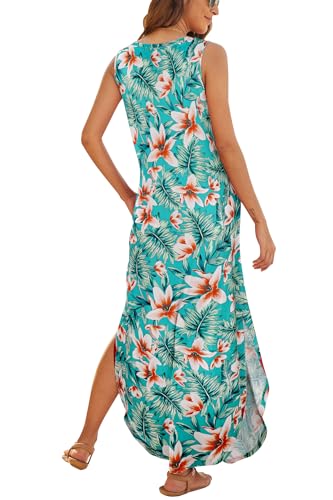 Image of Hount Women's Casual Summer Sleeveless Dress Loose Split Maxi Dresses with Pockets