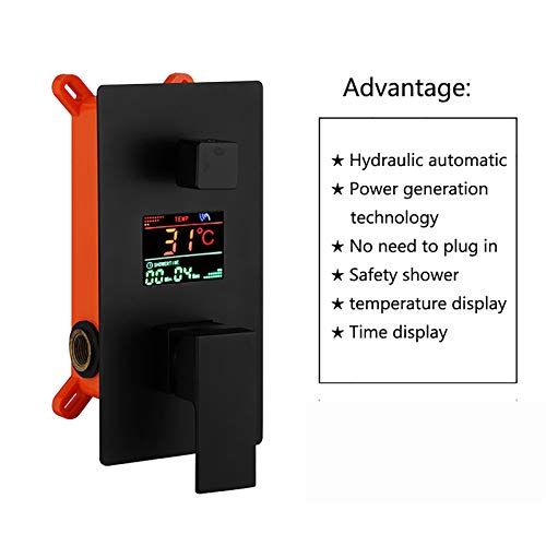 Colonne de douche luxe en laiton noir mat avec mitigeur de précision LED