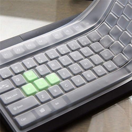 URBANWAZE Universal Clear Waterproof Silicone Keyboard Protector for Standard PC Desktop Computer Keyboards - Durable Wrap-Around Design, Liquid-Proof, Ultrathin, Translucent White