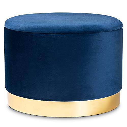 Baxton Studio Ottomans, Navy Blue/Gold