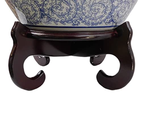Dark Mahogany Color 4-Legged Oriental Fish Bowl Stand (10.5" W X 5" H) #TOP5