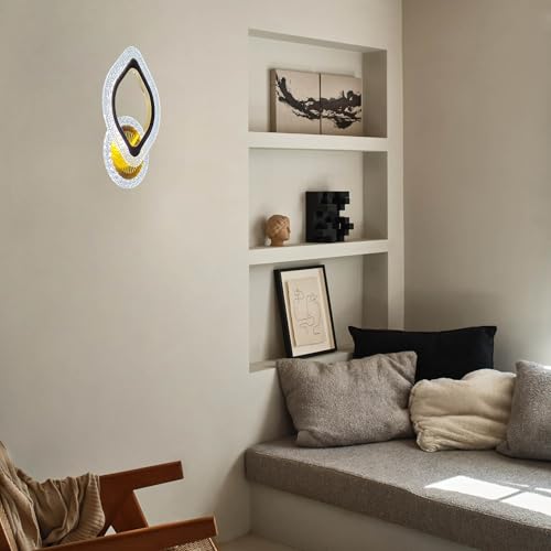 Image of Keyplus Golden Acrylic Crystal Wall Light for Bedroom & Living Room, 3 Color Changing LED Light, Indoor Decorative Lamp,Designer Wall Mount, Pack of 2,