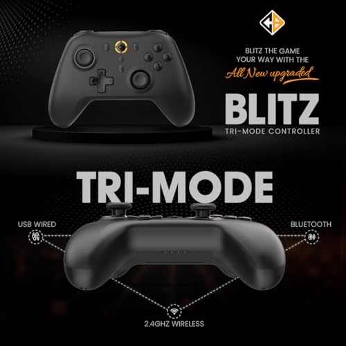 Image of Cosmic Byte Blitz Tri Mode Controller for PC, Hall Effect Triggers, 1000Hz Polling Rate, Adjustable Vibration, Turbo & Auto Turbo, Upgraded with Gyro, TMR Joystick, Software and Charging Dock Support (Black)