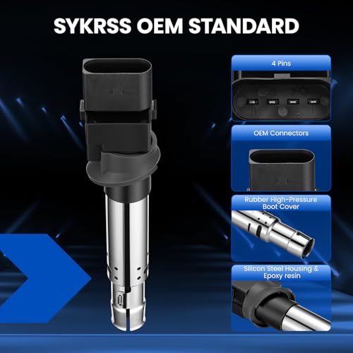 Image of Set of 6 Ignition Coil Pack UF531 Compatible with Audi TT A3 Quattro Q7 VW Eos Passat Touareg R32 Cayenne 3.2L 3.6L V6 Replaces 5C1465 DQ50130 022905715 022905715 C1466 610-50110