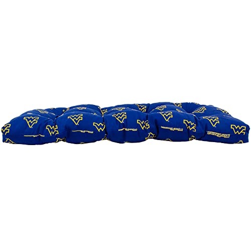 Image of College Covers Everything Comfy West Virginia Mountaineers Indoor Outdoor Settee Loveseat Bench Cushions