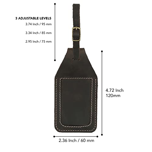Londo Leder Luggage Tag with AirTag Holder - Leather ID Tag for Travel - Compatible with Apple AirTag, Chestnut - Image 4