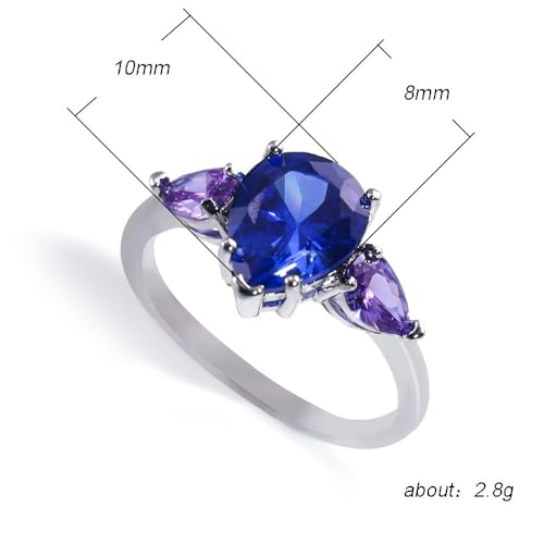 White Gold Plated Blue Water Drop Cubic Zirconia Engagement Rings Wedding Bridal Band Promise Rings Evening Parties Anniversary Valentine's Day Gifts Eternity Bands for Women2