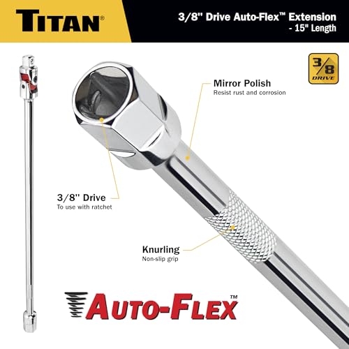 Image of Titan 68125 3 /8-Inch x 15-Inch Auto Flex Universal Joint Extension Adapter