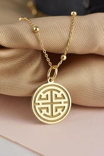 Chaîne de 45 cm en argent avec breloque Feng Shui anti-ternissement pour femme