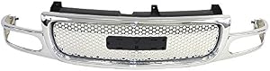 Titanium Plus Autoparts New Front Chrome Shell Black Insert Grille Grill Compatible For 2001-2005 GMC Sierra Yukon XL 1500 Yukon SUV Denali Fits GM1200510 15764319