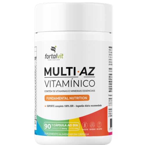 Multi.AZ Fundamental Nutrition - Longa Duração: 3 Meses de Uso, 19 Vitaminas e Minerais Essenciais, Multivitamínico 90 Cápsulas - Polivitaminico Completo, Fortalvit