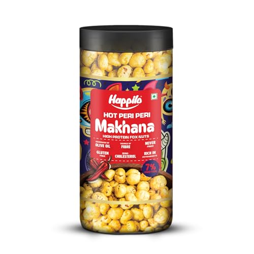 Image of Happilo Premium Makhana Superhot Peri Peri Jar 80g | Roasted Foxnuts, Phool Makhana | Healthy Snacks | Low Calorie, Vegan & Spicy