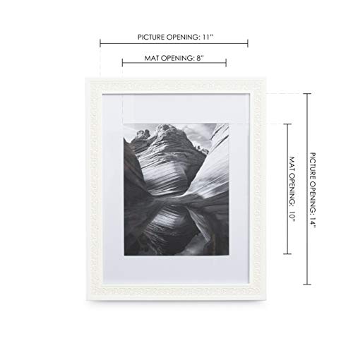 Ecohome 11X14 Picture Frame Off White - Ornate Matted To 8X10, Frames #TOP2