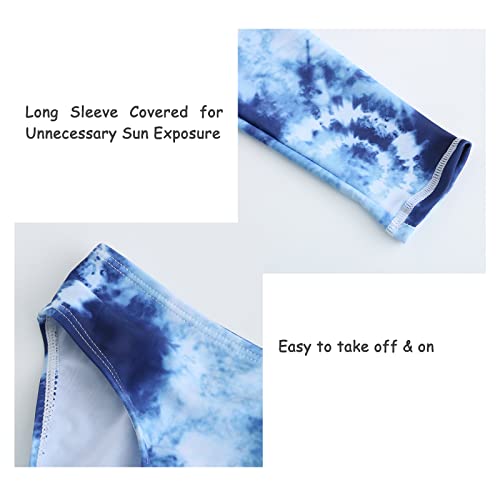 Image of Aisyee Girls Long Sleeve Rash Guard Set Two Piece Swimsuits Tie Dye Bathing Suits for Kids UPF 50+ Swim Shirts