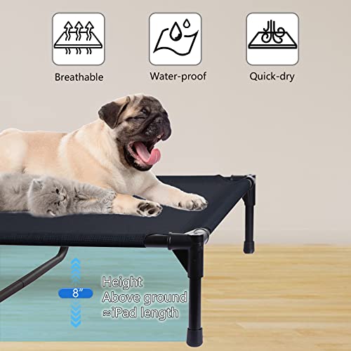 Buyplus Elevated Outdoor Dog Bed - 36”L Portable Camping Dog Cots, Breathable Raised Pet Bed With Anti-Slip Rubber Feet, Suited For Medium Large Dog Up To 150Lbs (Black) #TOP1