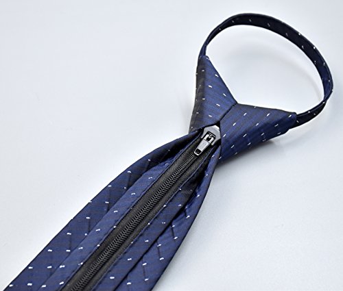 Kihatwin Mens Narrow Navy Blue Check Zipper Up Ties Solid Necktie Best Gift For Boyfriend #TOP3
