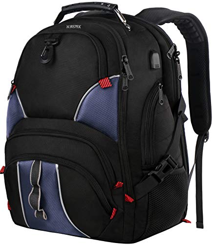 YOREPEK Large School Backpack,Luggage Travel Laptop Backpack,TSA Laptop Backpack for Men Women,17 Inch Business Computer Backpack with USB Port,Lightweight Water Resistant College Bookbag,Blue