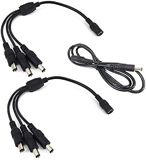 2pcs/ Pack black 1 Female to 3 male 5.5mm X 2.1mm CCTV DC Power Supply Splitter Cable DC Plug Extension Cable for Power Adapter 12v 1m dc extension