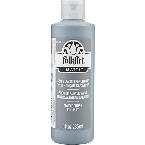 Image of FolkArt Acrylic Craft Paint, Matte Finish, Classic French Gray, 8 fl oz
