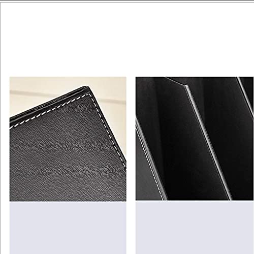 COLiJOL Boekenrek Boekenkast Desktop Boekenplank, 3 Plank Lederen Boekenplank, Drie Gaten Fillet/Drie Rijen van Rechte… - Image 4