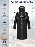 ANYOO 2 Stück Unisex Regenponcho mit Ärmeln, Lang Regenmantel Regenjacke mit Kapuze und Zusätzlichem Platz für den Rucksack zum Wandern, Festival, Radfahren, Camping, Schwarz, Einheitsgröße