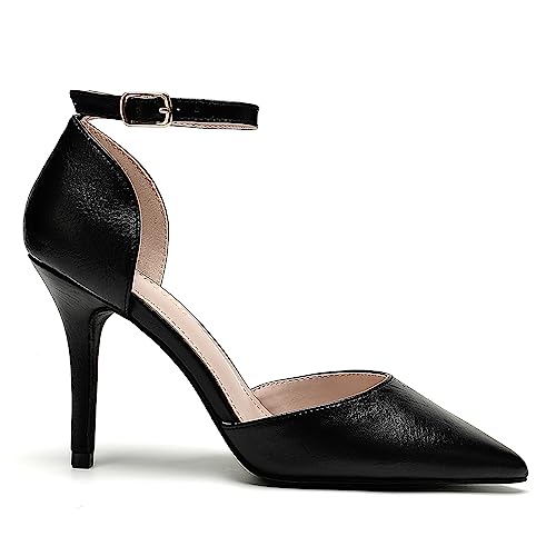 Odisen Women's Closed Toe Pointed Toe High Heels Pumps Dress Shoes (Black Pu, 7) #TOP2