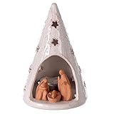  Holyart Crèche photophore cône Blanc santons Terre Cuite Deruta 15 cm