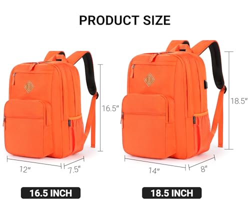 Image of ZORFIN 36L Backpack for College, and Travel: Water Resistant Bookbag with 8 Compartments - Tangerine