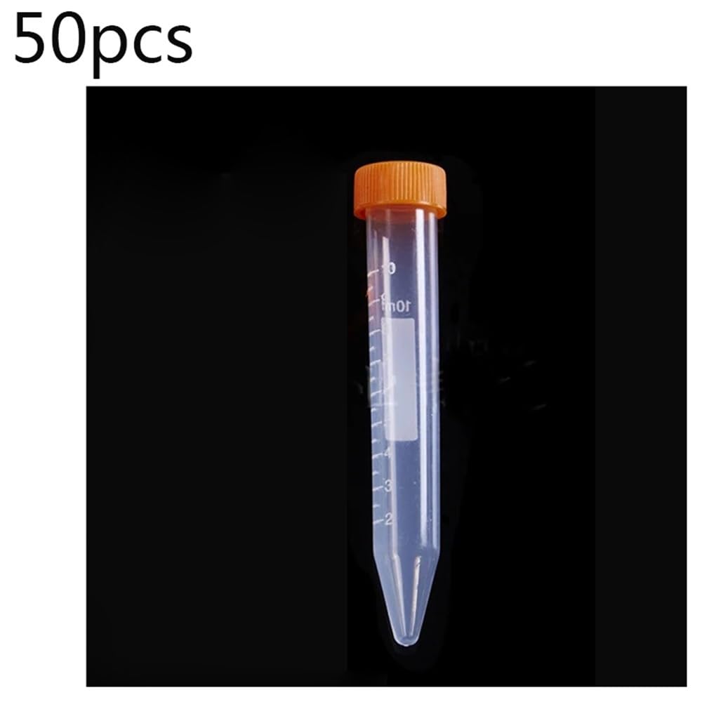Cristalería de Laboratorio Tamaños de tubos de centrífuga de plástico for laboratorio, tapas de rosca y de presión, recipientes de laboratorio(50mL round 50pcs)