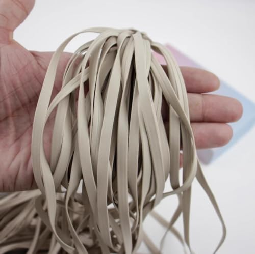 YJIUYUANQ (Beige) 11 Yards Fold PU Faux Leather Cord Flat Leather Cord for DIY Sewing Bracelet Jewelry Beading String Ribbon Craft 5mm Wide