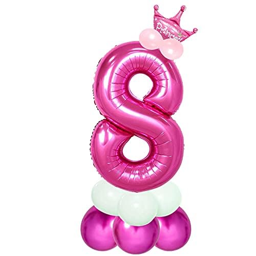 Image of Pink 32 Inches Numbers 8 Shape Large Big Foil Helium Balloons For Party Decorations In Happy Birthday Anniversary Office Items Materials Set Pack, Pack Of 1