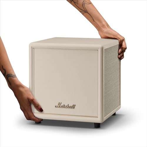 Image of Marshall Heston Sub 200 Subwoofer - Deep Bass for TV, Movies, and Music | Bluetooth LE and RCA Mono Connectivity - Cream