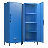 Epochsteele Metal Locker Storage Cabinets Kids Lockable Single File Storage Cabinet with Digital Lock Locker for School Gym Pantry Kitchen (Navy)