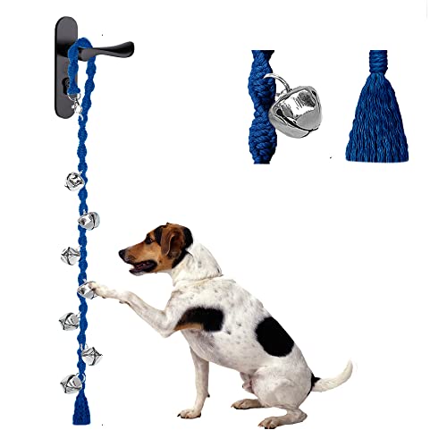 Ginidear Dog Doorbells For Potty Training, Handmade Hanging Dog Bell For Door Knob For Puppies To Ring To Go Outside, Macrame Dog Doorbell Gift. Blue #TOP14