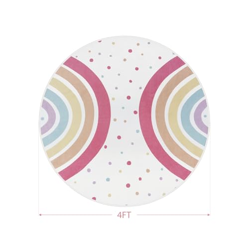 Tapete redondo arcoíris multicolor 120x120 cm para niños miniatura 2