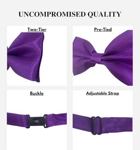 Image of MDSTYLE Bow Ties for Men Pre-Tied Adjustable - Classic Men's Bow Tie - Tuxedo Wedding Formal Bowtie Solid Color Bowties (Purple 2pcs)
