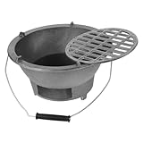 Toyvian Großer Gusseiserner Holzkohlegrill Tischgrill Tragbarer Campinggrill Vielseitiger...
