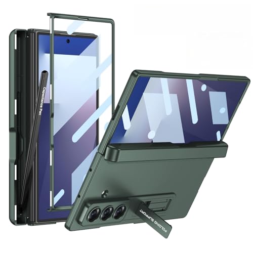 Housse Samsung Galaxy Z Fold7 vert pour le bureau et les déplacements avec béquille
